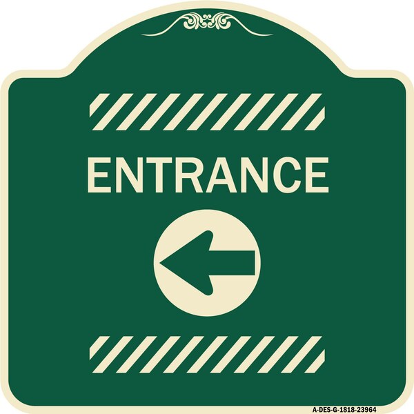 Entrance Left Arrow Heavy-Gauge Aluminum Architectural Sign, 18" H, G-1818-23964